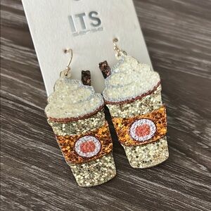 Glittery Coffee Cup Earrings